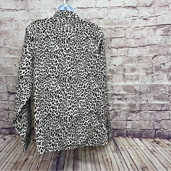 Lands End Leopard Print Button Front Long Sleeve Shirt - Picture 6 of 9